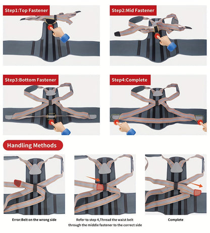 Full-Back Posture Brace with Dual Elastic Straps, Support Panels and S–XXL Size Options for Daily Wear