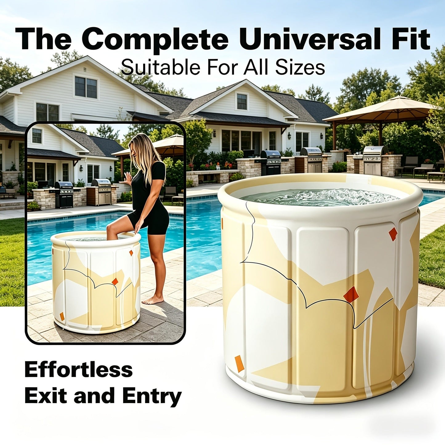 Thermal Insulated Bathtub Foldable Non-Inflatable for Adults – Hot & Cold Dual Use, Ice Bath Muscle Relief & Warm Soak