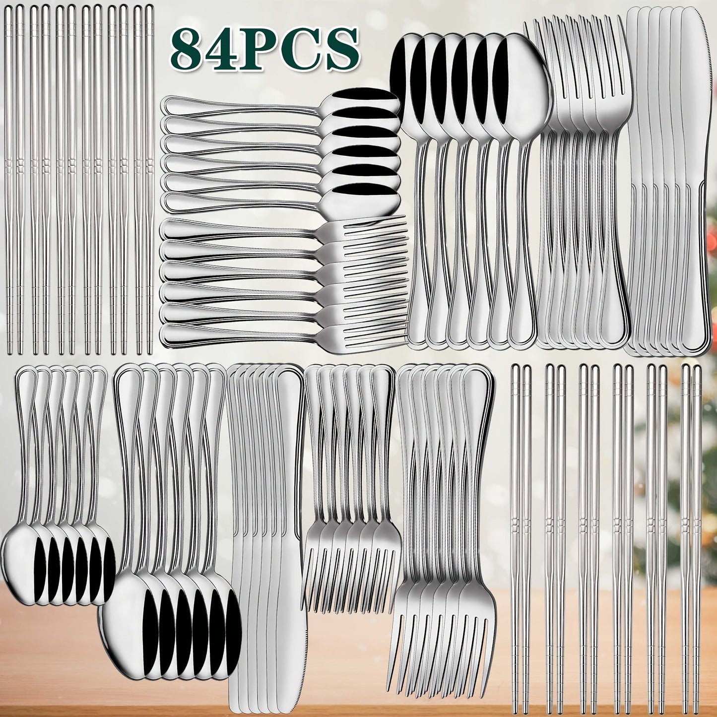 Stainless Steel Flatware Set – Vintage Royal Golden & Silver Silverware Set for 6, Rust-Resistant Dishwasher Safe Cutlery with Forks