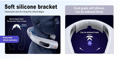 U-Shaped Neck Fan in Black or White with Six-Speed Display, Twin Fan Ends and USB Charging