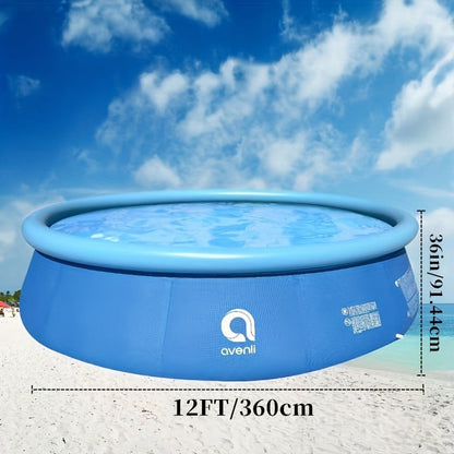 Round Inflatable Swimming Pool 10FT 12FT Circular Above Ground Family Pool Puncture-Resistant Quick for Garden, Patio and Yard Use