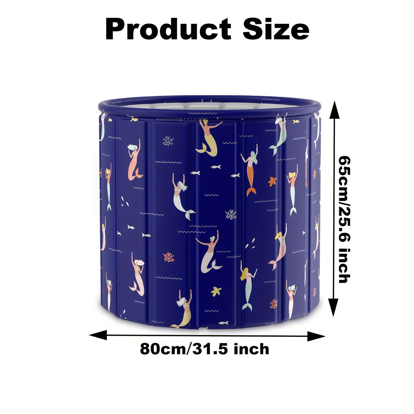 Foldable Bathtub 130 Gallon XL Deep Soak Tub for Adults, Ice Bath & Hot Spa, Indoor Outdoor, One-Piece Fold-Flat Design 31.5"x31.5"x26"