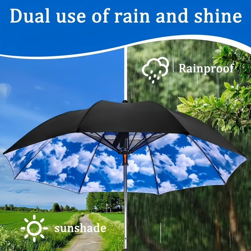 UV Protection Sun & Rain Umbrella with Black Vinyl Coating – 8-Rib Aluminum Frame Windproof Parasol for Outdoor Sun Protection