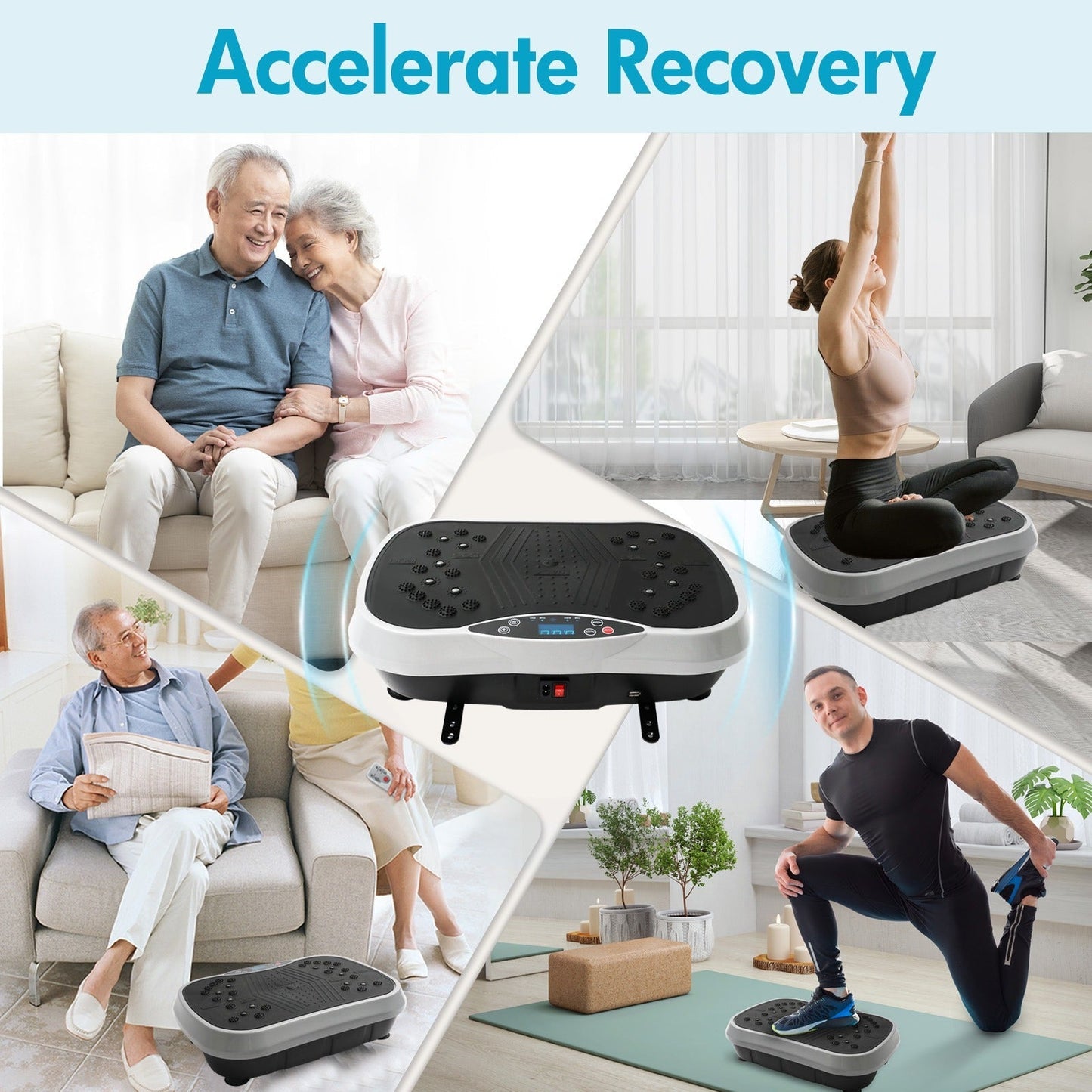Vibration Plate Exercise Machine 120 Speed Levels – 5 Resistance Bands, LCD Display, Remote Control, 3 Workout Programs