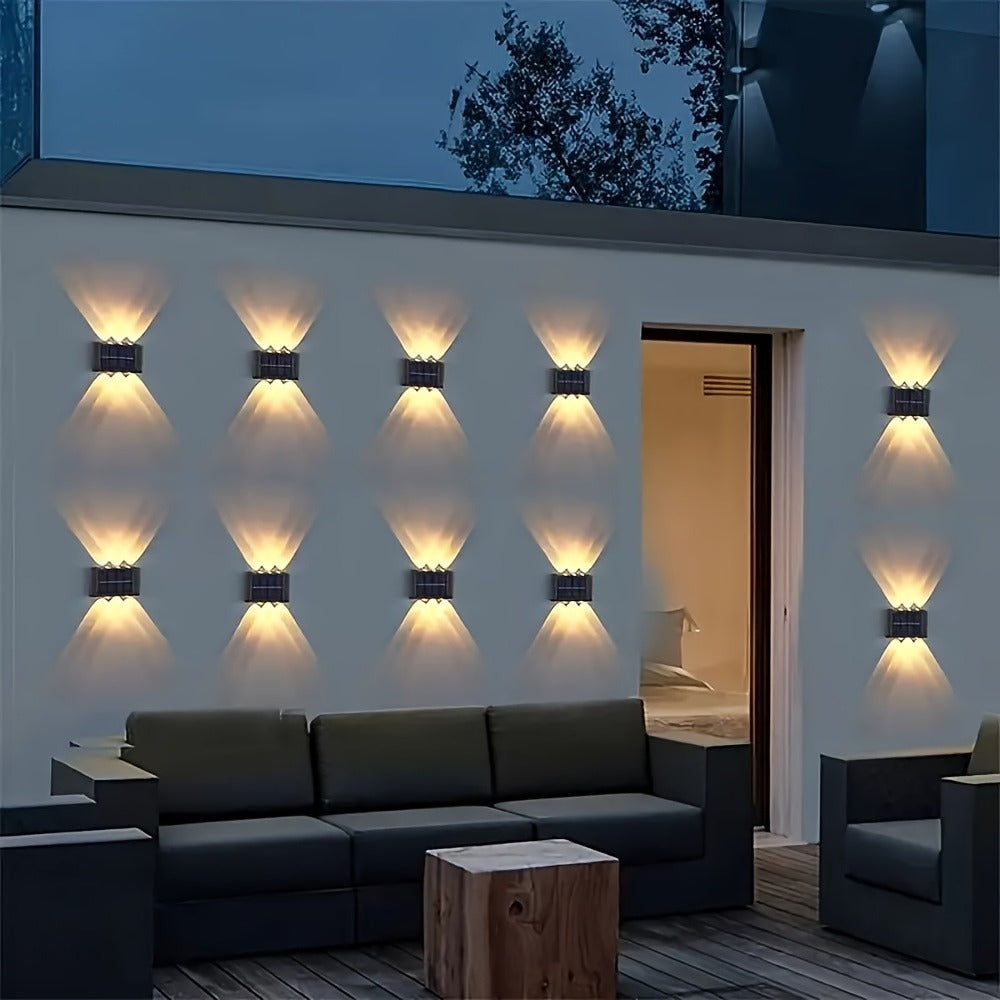 Solar Wall Light Outdoor 8 Pack 6 LED Deck Fence Garden Lamp Waterproof Auto Dusk to Dawn Courtyard Pathway Garage Yard Decoration