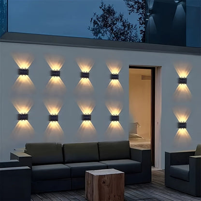 Solar Wall Light Outdoor 8 Pack 6 LED Deck Fence Garden Lamp Waterproof Auto Dusk to Dawn Courtyard Pathway Garage Yard Decoration