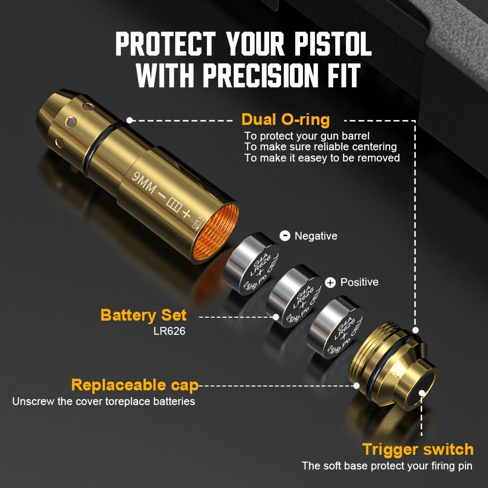 Dry Fire Laser Training Cartridge Multi-Caliber – 9mm 45ACP 223Rem 380ACP 357Sig 308Win 12GA 40Cal 6.5mm 7.62x39 | H59 Brass | Class IIIA