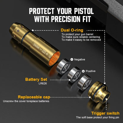 Dry Fire Laser Training Cartridge Multi-Caliber – 9mm 45ACP 223Rem 380ACP 357Sig 308Win 12GA 40Cal 6.5mm 7.62x39 | H59 Brass | Class IIIA