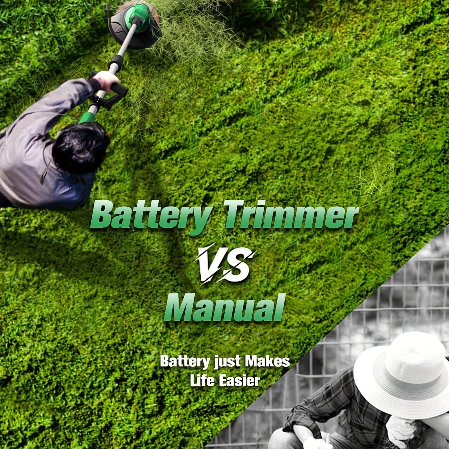 String Trimmer Cordless 2-in-1 Weed Wacker & Lawn Edger with Wheels, KIMO Brushless Motor 20000 RPM