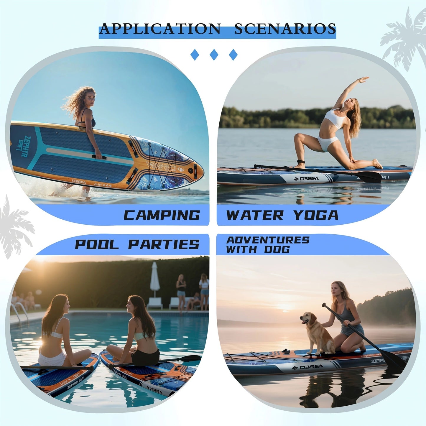 Wide Inflatable SUP Board 11ft x 32'' Extra Wide Stand Up Paddle Board for Youth Adults with Backpack Dry Bag Paddle Leash Hand Pump Fins