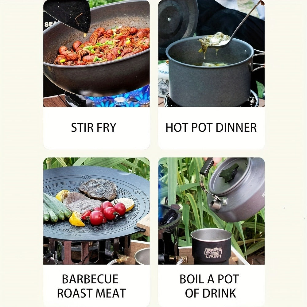 Windproof Camp Stove 21000W Collapsible, Seven Star Camping Gas Stove with Piezo Igniter & Fuel Canister Adapter