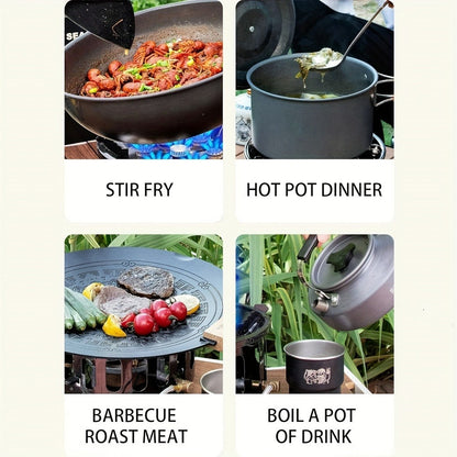 Windproof Camp Stove 21000W Collapsible, Seven Star Camping Gas Stove with Piezo Igniter & Fuel Canister Adapter