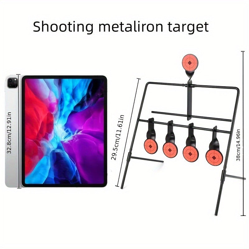 Shooting Target Stand with 4 Rotating Targets – Metal Frame Practice Target for Indoor & Outdoor Training
