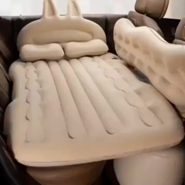 Back-Seat Car Inflatable Mattress with Two Pillows, Air Pump and Carry Bag in Black or Dark Blue