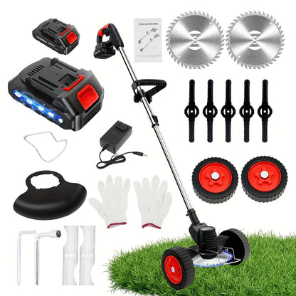 Cordless Weed Trimmer & Edger, 21V 3-in-1 Brush Cutter with 2 Batteries, Adjustable Head for Lawn