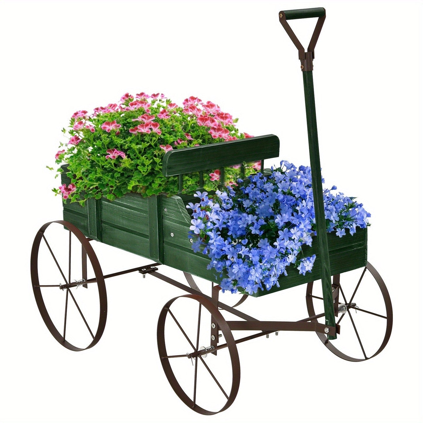 Wooden Flower Stand with 4 Wheels, Rolling Plant Trolley for Garden, Balcony & Terrace, for Garden, Patio and Yard Use