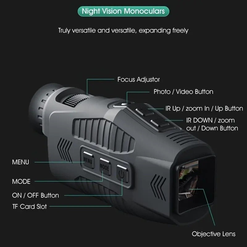 Infrared Night Vision Monocular – HD 1080P / 4K Ultra HD | USB Rechargeable Digital Night Vision Scope | 8x28mm Telescope Camera for Hunting