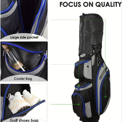 Golf Cart Bag with Full-Length Dividers – Sturdy Spacious Stand Bag with Multiple Pockets for Golf Club Organization, Accessories Storage