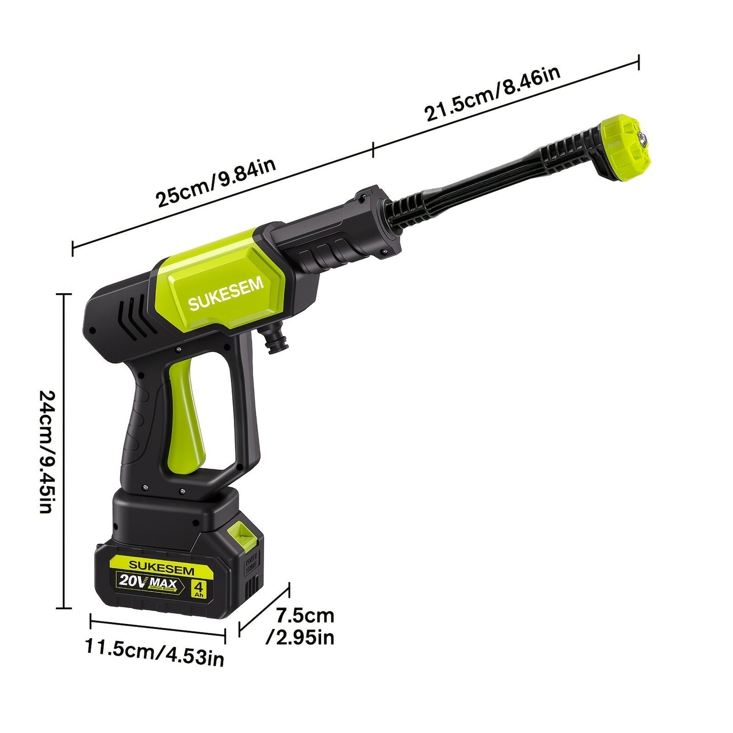 Cordless Pressure Washer Battery Powered Portable Car Wash Gun High Pressure Cleaner for Cars Yards for Garden, Patio and Yard Use