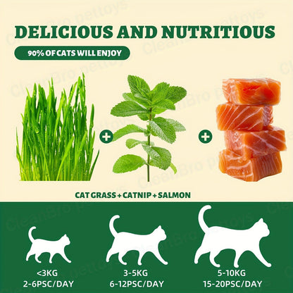 150 g Catnip and Cat-Grass Cookie Treats with Shaped Pieces and Pictured Ingredient Panel Pictured