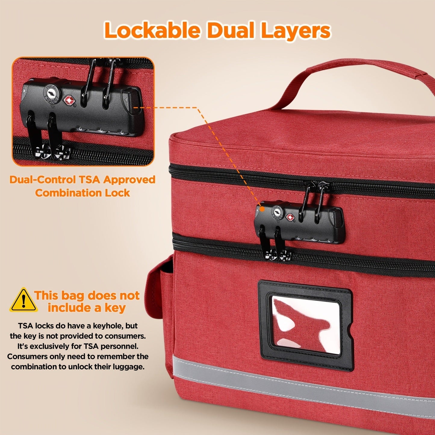 Lockable Medicine Organizer Bag with Combination Lock, Double-Layer Large Capacity Pill Bottle Storage Case for Prescription Bottles First