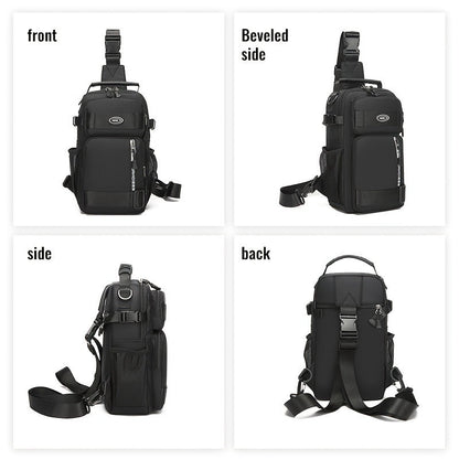 Multi-Pocket Crossbody Chest Pack with Adjustable Sling Strap, Zipper Compartments and Black or Grey Finish