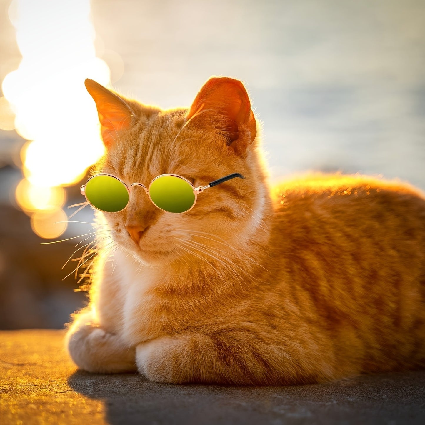 Pet Sunglasses 10-Pack Round Metal Retro Shades for Cats & Dogs – Assorted Colors Classic Hippie Glasses for Cosplay, Parties & Photo Props