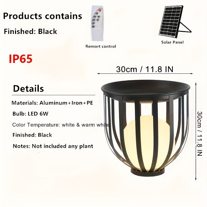 Solar Garden Light Table or Floor Lamp with Short and Tall Options, Solar Panel and Remote-Control Layout