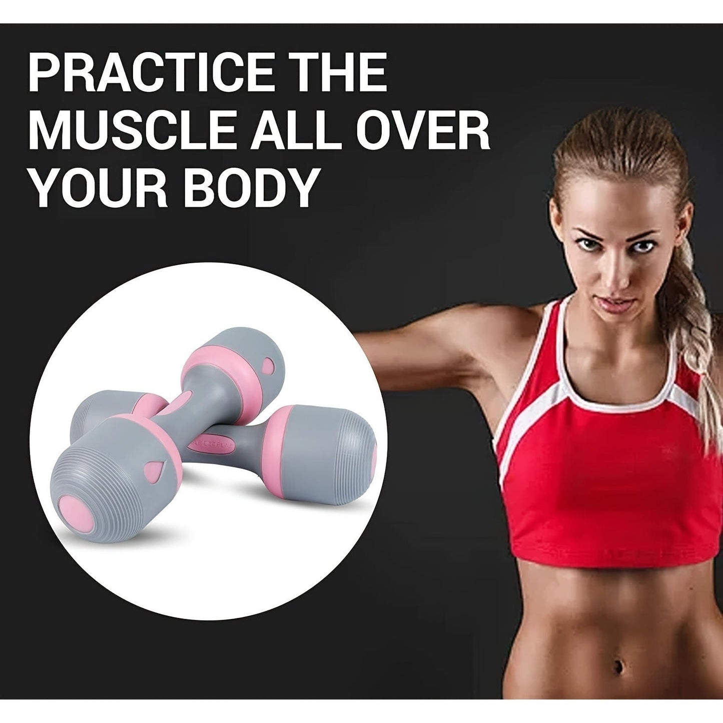 Adjustable Dumbbell Set – 5-in-1 Weight Options 2.1–11 lbs, Non-Slip Neoprene Grip, Home Gym Strength & Muscle Training for Women & Men
