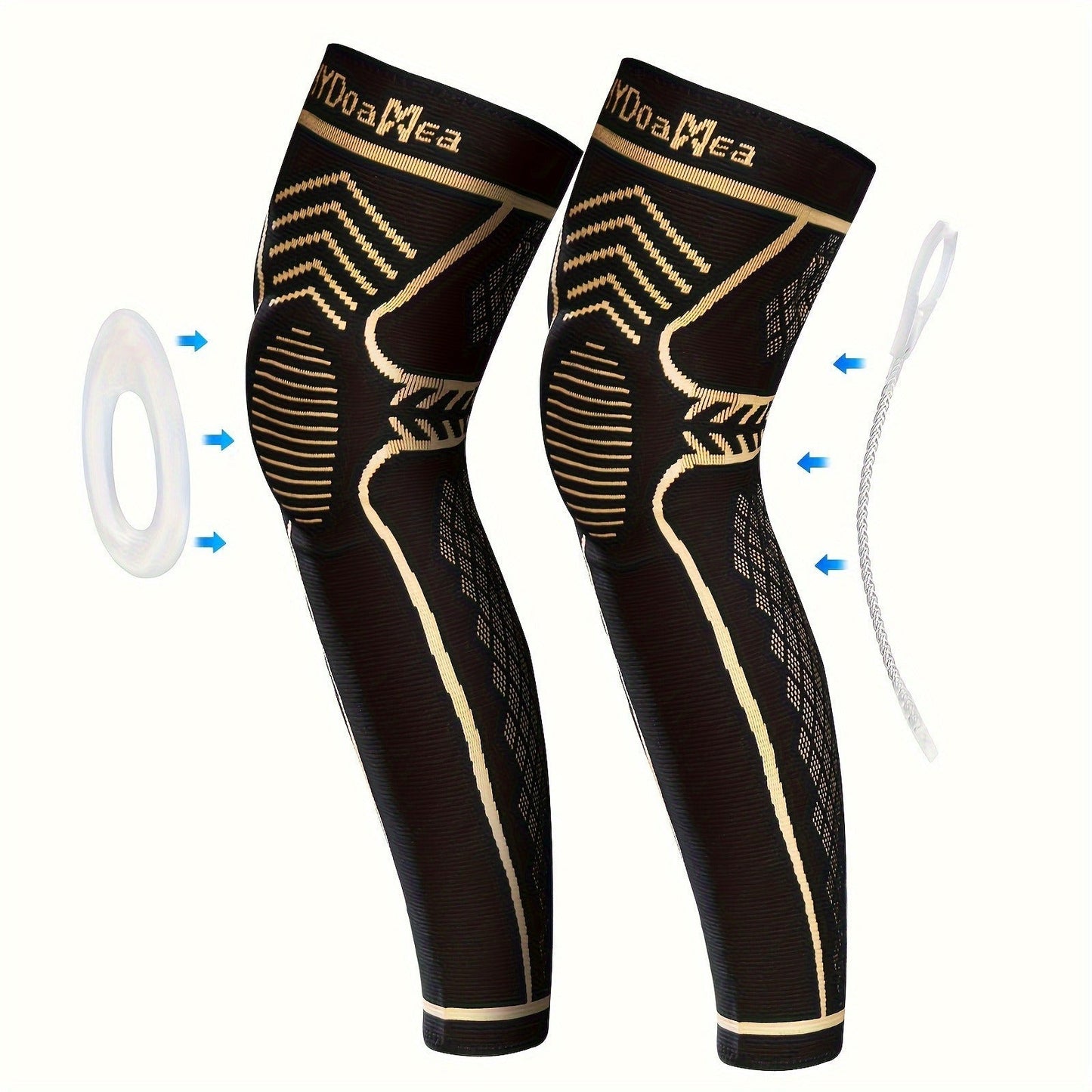 Copper Full Leg Knee Brace Compression Sleeve with Patella Gel Pad & Metal Side Stabilizers – 60% Copper Ions Infused Knee Support for Men