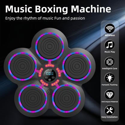 Wall-Mounted Five-Pad Boxing Target with Music Controls and Black or Upgraded-Lighting Checkout Options