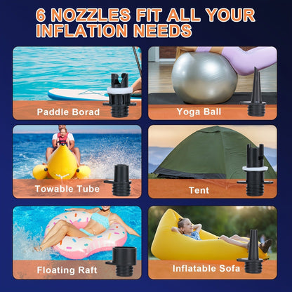 Electric SUP Pump 20PSI Portable Paddle Board Air Pump Quick Inflate Deflate for Stand Up Paddle Boards Kayak Inflatable Boat Tent Outdoor