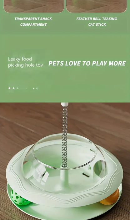 Cat Puzzle Toy Spinning Wheel with Food Spill Feeder – Interactive Rotating Excavating Toy for Indoor Cats & Kittens