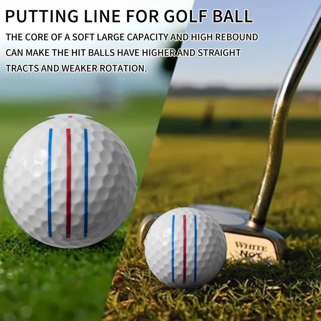 Golf Balls 6pcs Long Distance High Speed with 360-Degree Aiming Line Add 40+ Yards Distance Durable Performance Golf Ball Set for Men Women