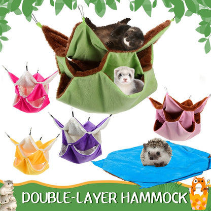Small Animal Hammock 6pcs 3-Layer Hanging Cage Bed for Ferret Guinea Pig Rat Squirrel Chinchilla, Pet Cage Accessories Sleeping Playing