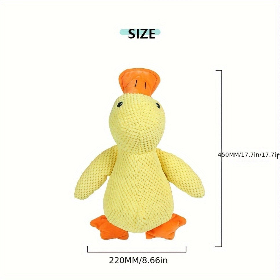 Large Plush Duck Dog Toy with Squeaker – Bite-Resistant Soft Chew Toy for Puppies & Large Breed Dogs, Durable Teething Toy for Golden