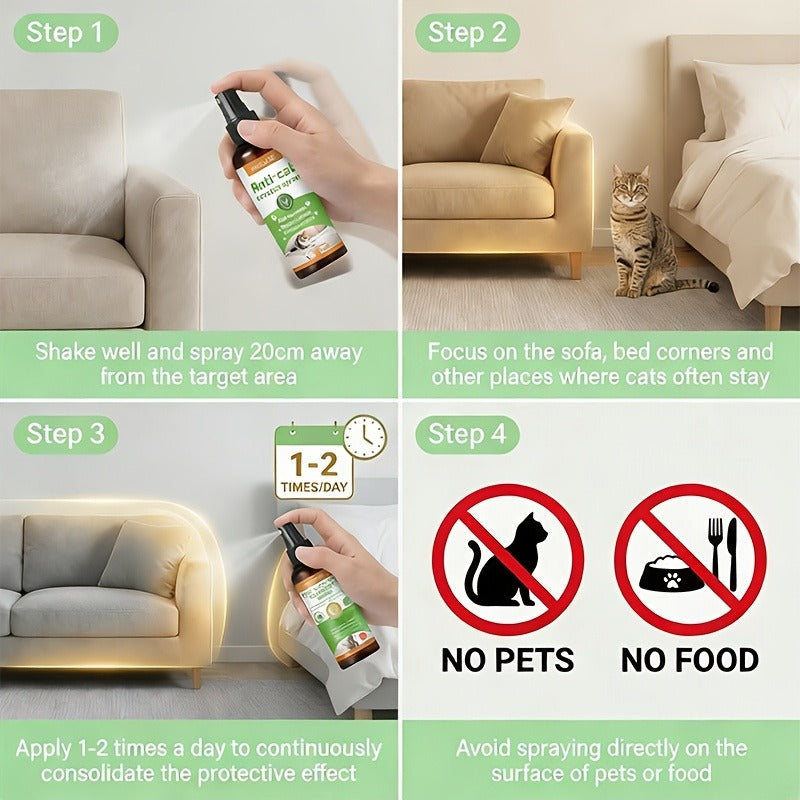 Cat Scratch Deterrent Spray for Furniture – Non-Toxic Pet Safe Anti-Scratch Training Spray, Protects Sofa Couch Carpet Door Wood Surfaces