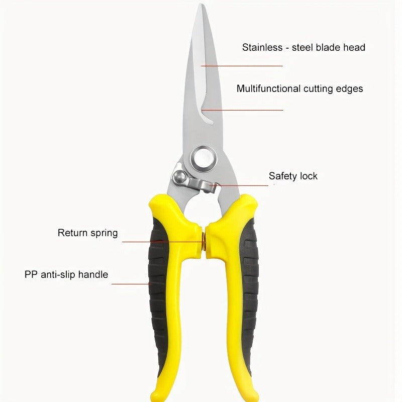 Pruning Shears 6-Piece Set, Stainless Steel Garden Scissors Anti-Slip Handle, Fruit Picking Lawn Bonsai Branch Cutting Tool Gift