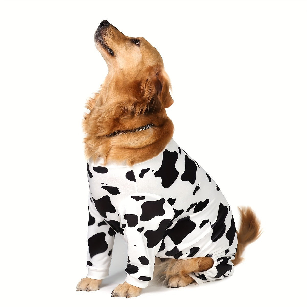 Dog Pajamas Cow Print Soft Knit Pullover Sleepwear for Small Medium Dogs, 100% Polyester Milk Swirl Texture Pet Onesie Loungewear