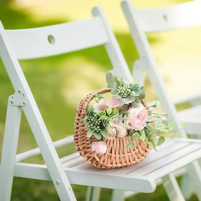 Wicker Basket Set Half Moon Shape with Handle – Small Rattan Baskets 3/5/6 Pcs for Wedding Flower, Home Decor, Garden Storage & Picnic