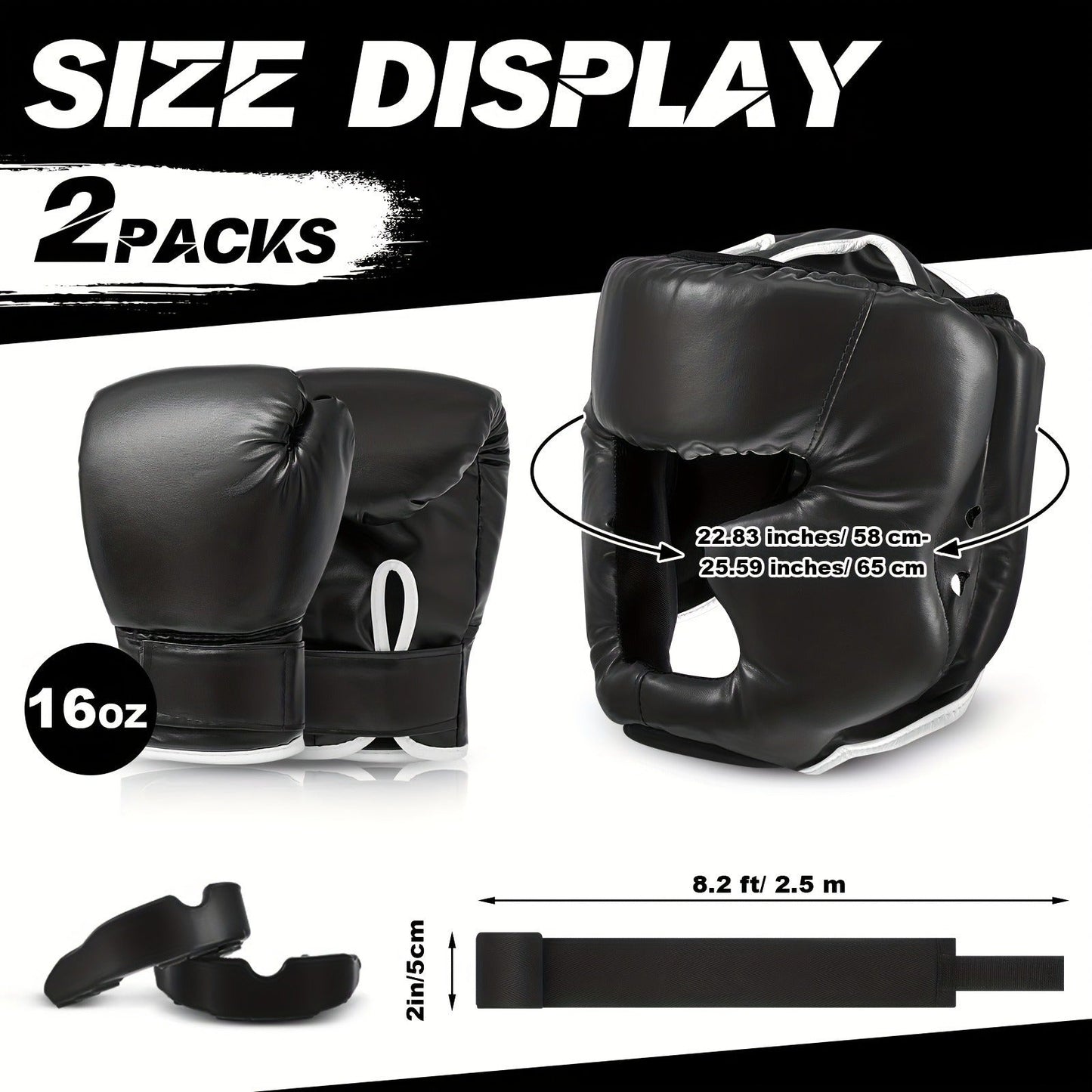 Boxing Kit Set 14pcs – 2 Pairs 16oz Boxing Gloves, Headgear, Hand Wraps & Mouthguards for Adults & Youth Beginners