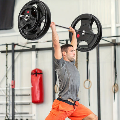 Tri-Grip Weight Plates with Three Hand Openings and 25, 35 or 45 lb Options for Barbell Training