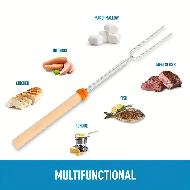 Marshmallow Roasting Sticks 12-Pack Extendable Stainless Steel + Bag, for Grilling, Camping and Outdoor Meals