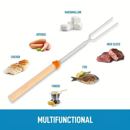 Marshmallow Roasting Sticks 12-Pack Extendable Stainless Steel + Bag, for Grilling, Camping and Outdoor Meals