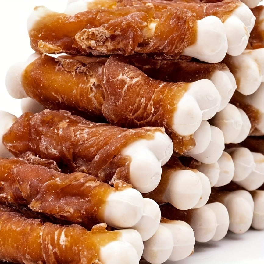 Duck Wrapped Dog Treats – Natural Duck Calcium Bones & Dried Chicken Breast, High Protein Digestible Chewing Rewards