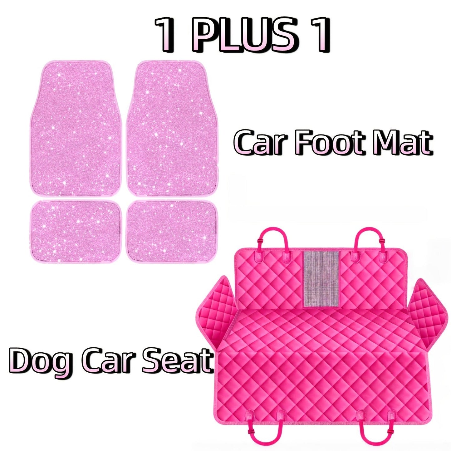 Quilted Dog Car Back Seat Cover with Side Flaps, Mesh Window and Six Color or Pink Mat Bundle Options