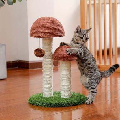 Cat Scratching Post Multi-Tier Sisal Tower for Indoor Cats – 18.9" & 32" Cat Tree with Hanging Ball Toy, Natural Sisal Rope, Sturdy Base