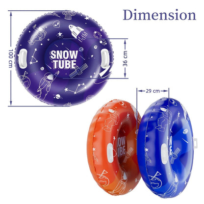 Inflatable Snow Tubes Set of 3 – Heavy-Duty PVC Sled Tubes 36 & 40 Inch with Anti-Slip Handles, Portable Winter Snow Sleds for Kids