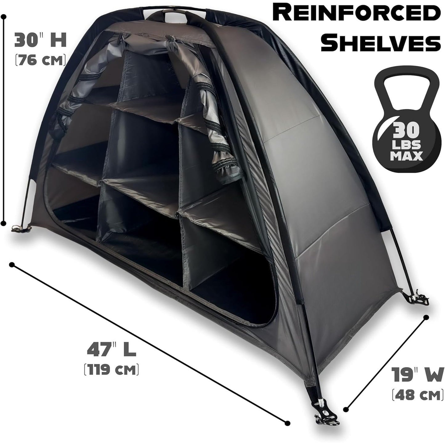 Camping Tent Organizer 9-Shelf with Zippered Flap – Hanging Storage Rack for Shoes, Gear & Dining, Fits Most Tents, Brown & Gray