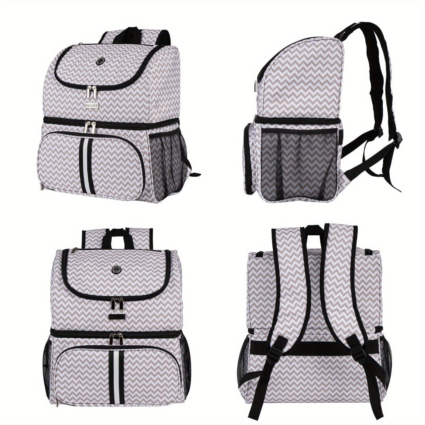 Pet Travel Backpack Double Layer Dog Cat Supplies Bag with 2 Collapsible Bowls 2 Food Baskets Portable Organizer for Outdoor Hiking Camping